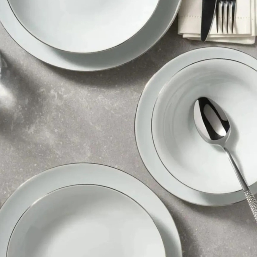 Jedilni komplet 8 kosov bel/srebrn/porcelan