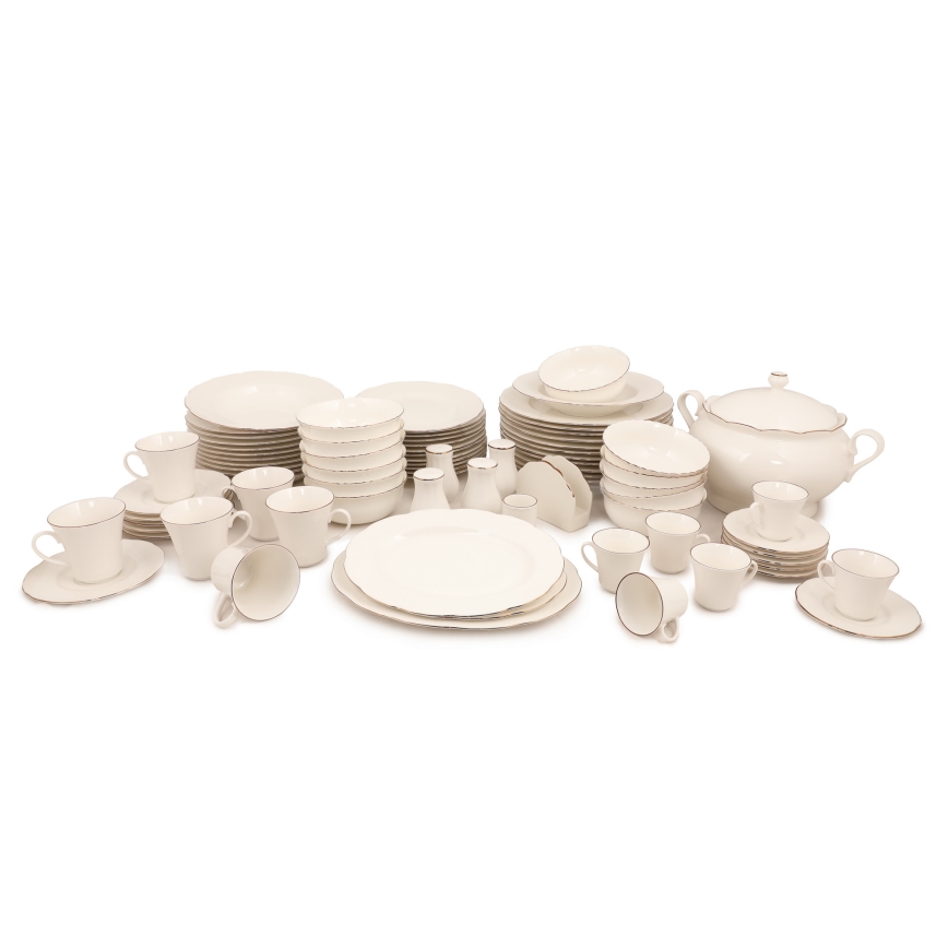 Jedilni komplet 83 kosov bela/bakrena/porcelan
