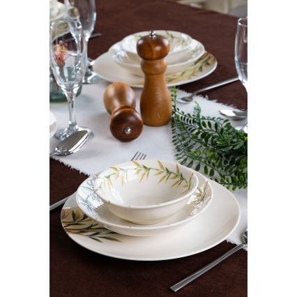 Jedilni servis 18 kosov bela/zelena/rumena/porcelan