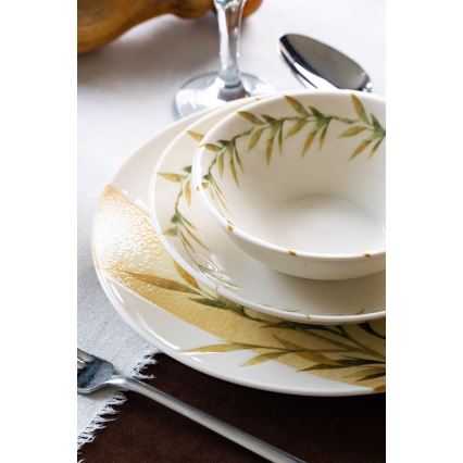 Jedilni servis 18 kosov bela/zelena/rumena/porcelan