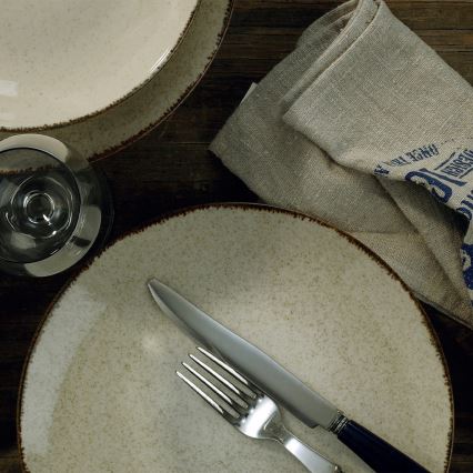 Jedilni servis, 18 kosov, bež/porcelan