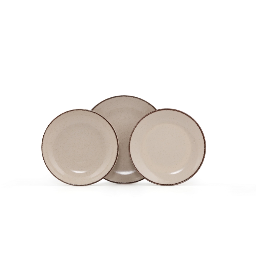 Jedilni servis, 18 kosov, bež/porcelan