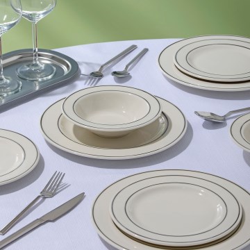 Jedilni servis 24 kosov bel/srebrn/porcelan
