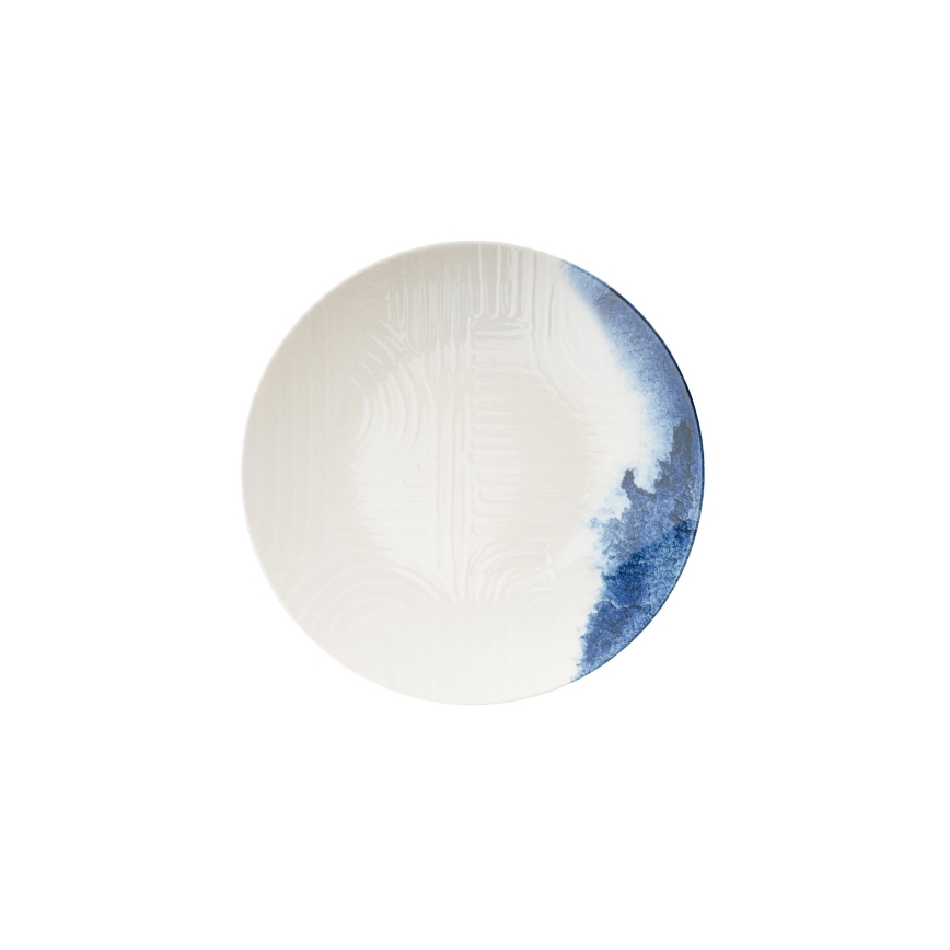 Jedilni servis 24 kosov kremna/modra/porcelan