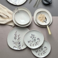Jedilni set 12 kosov bela/vijolična/porcelan
