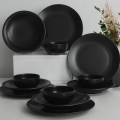 Jedilni set 12 kosov črn/kamenina