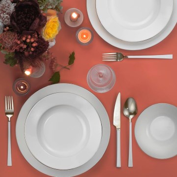Jedilni set 18 kosov bela/srebrna/porcelan