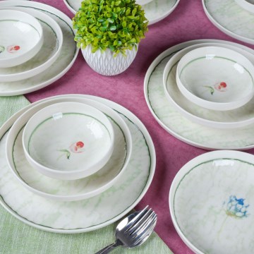 Jedilni set 18 kosov zelena/porcelan