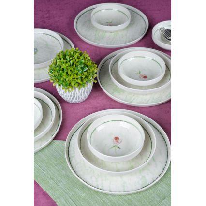 Jedilni set 18 kosov zelena/porcelan