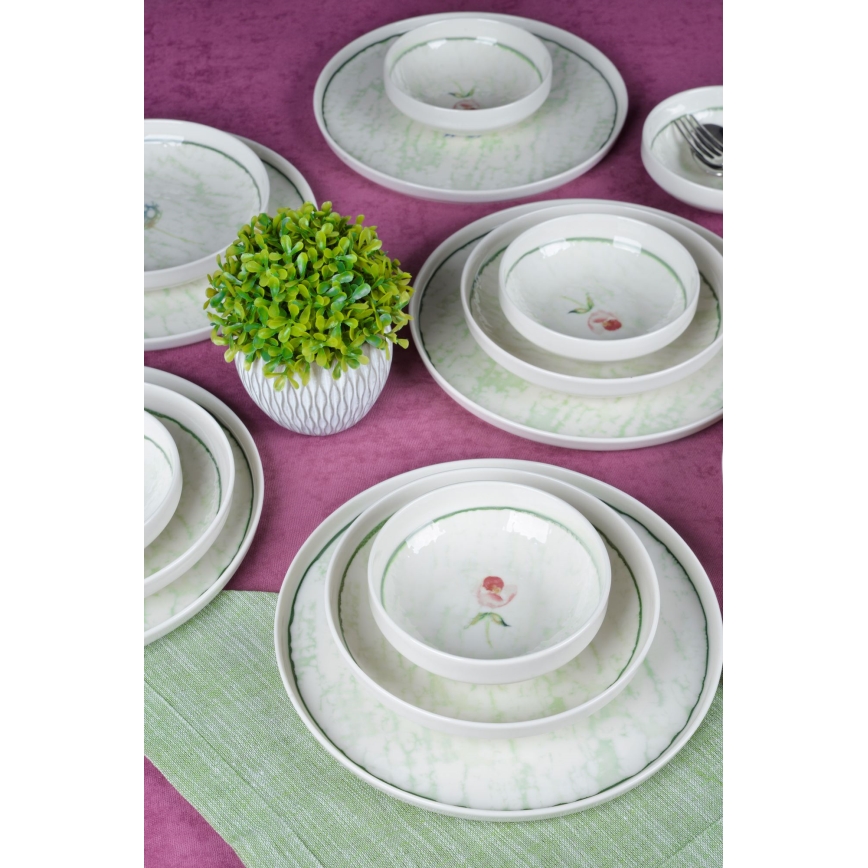 Jedilni set 18 kosov zelena/porcelan
