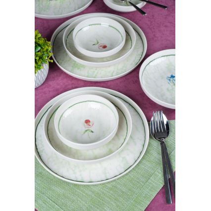 Jedilni set 18 kosov zelena/porcelan