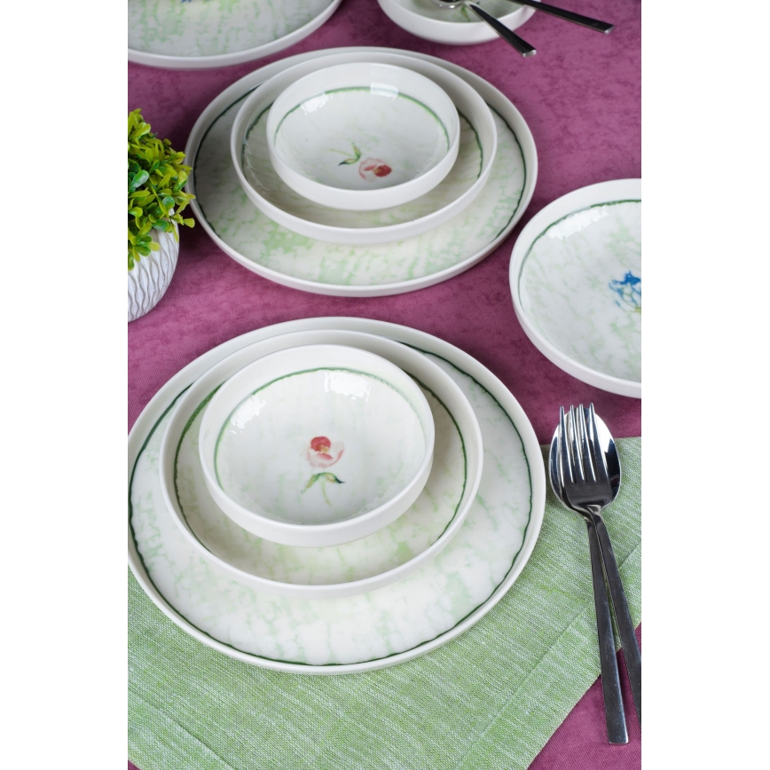 Jedilni set 18 kosov zelena/porcelan