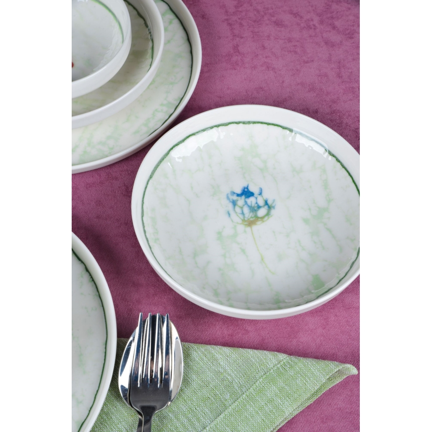 Jedilni set 18 kosov zelena/porcelan