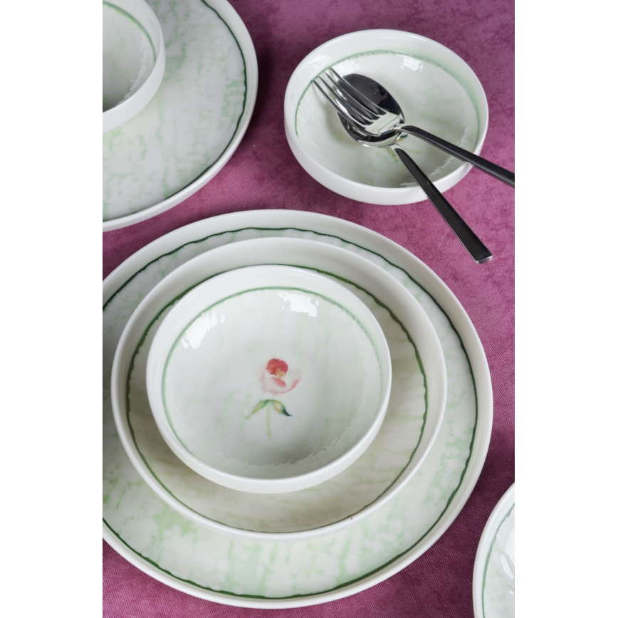 Jedilni set 18 kosov zelena/porcelan