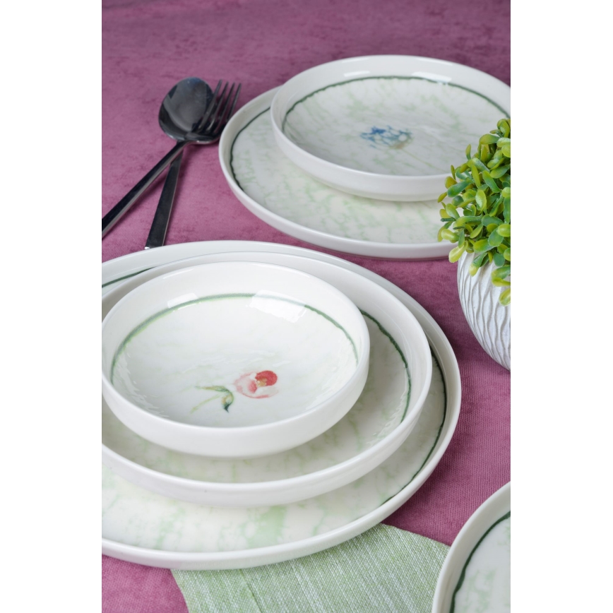 Jedilni set 18 kosov zelena/porcelan