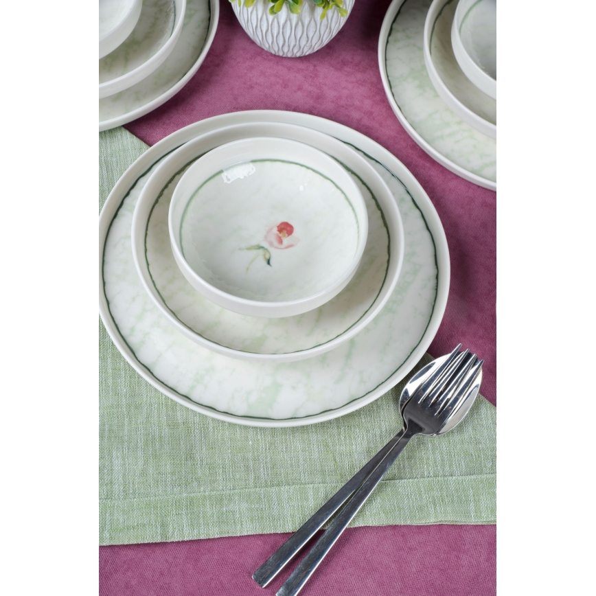 Jedilni set 18 kosov zelena/porcelan