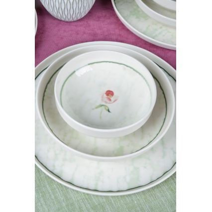 Jedilni set 18 kosov zelena/porcelan