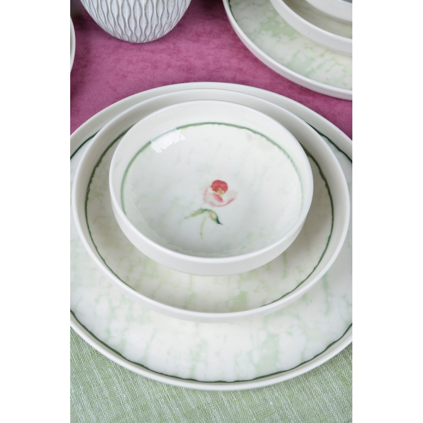 Jedilni set 18 kosov zelena/porcelan