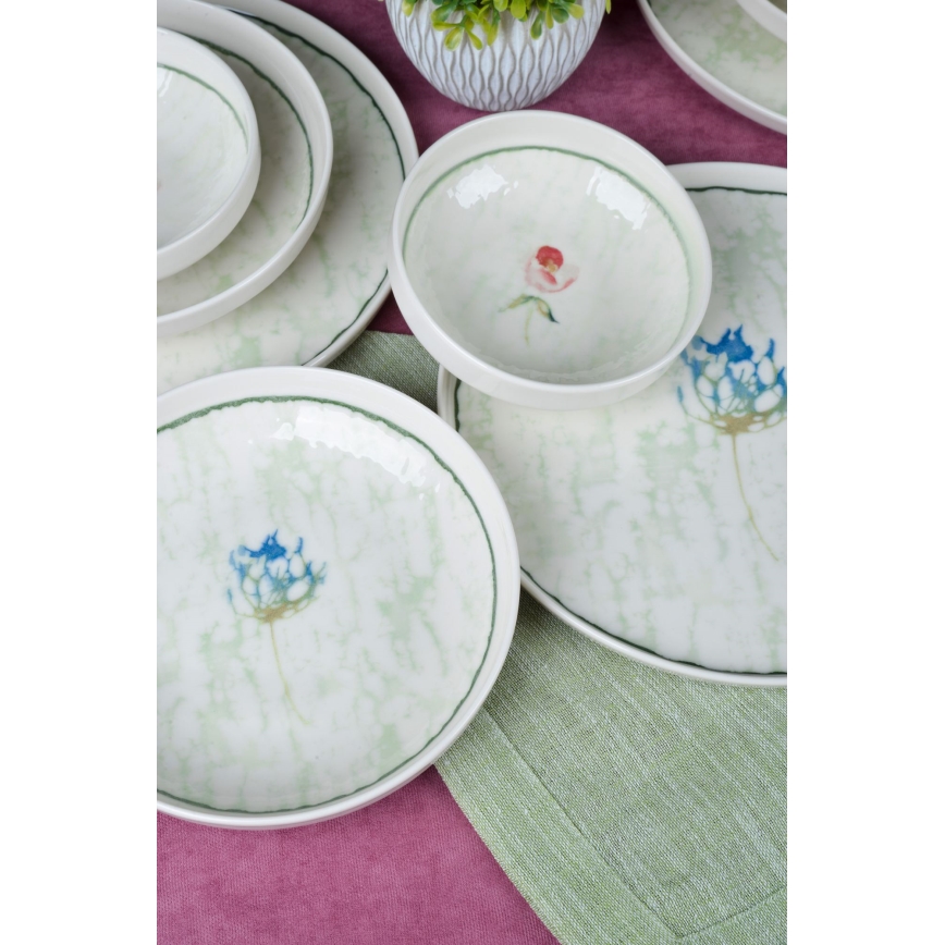 Jedilni set 18 kosov zelena/porcelan