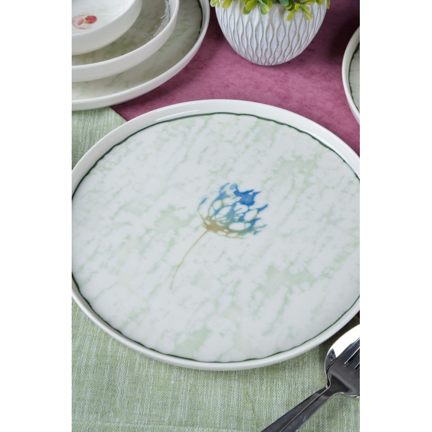 Jedilni set 18 kosov zelena/porcelan