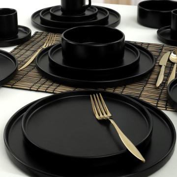 Jedilni set 20 kosov črn/kamenina