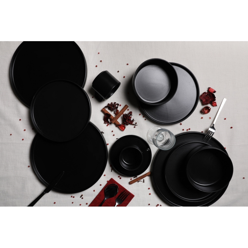 Jedilni set 20 kosov črn/kamenina