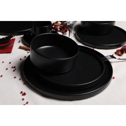 Jedilni set 20 kosov črn/kamenina