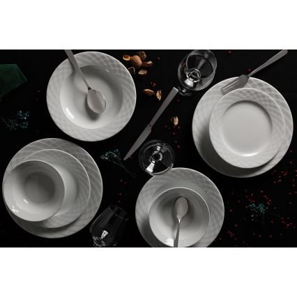 Jedilni set, 24-delni, bel/porcelan
