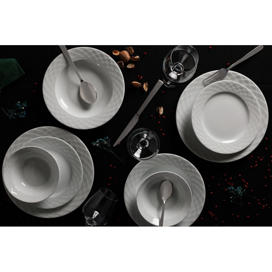 Jedilni set, 24-delni, bel/porcelan