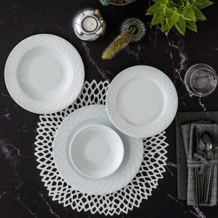 Jedilni set, 24-delni, bel/porcelan