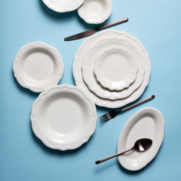 Jedilni set, 24-delni, bel, porcelan