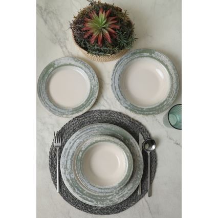 Jedilni set 24-delni kremna/zelena/keramika