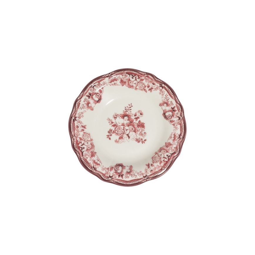 Jedilni set, 24 kosov, bel/rožnat, porcelan