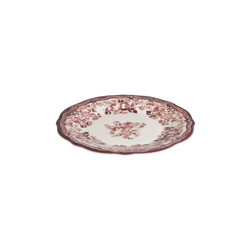 Jedilni set, 24 kosov, bel/rožnat, porcelan