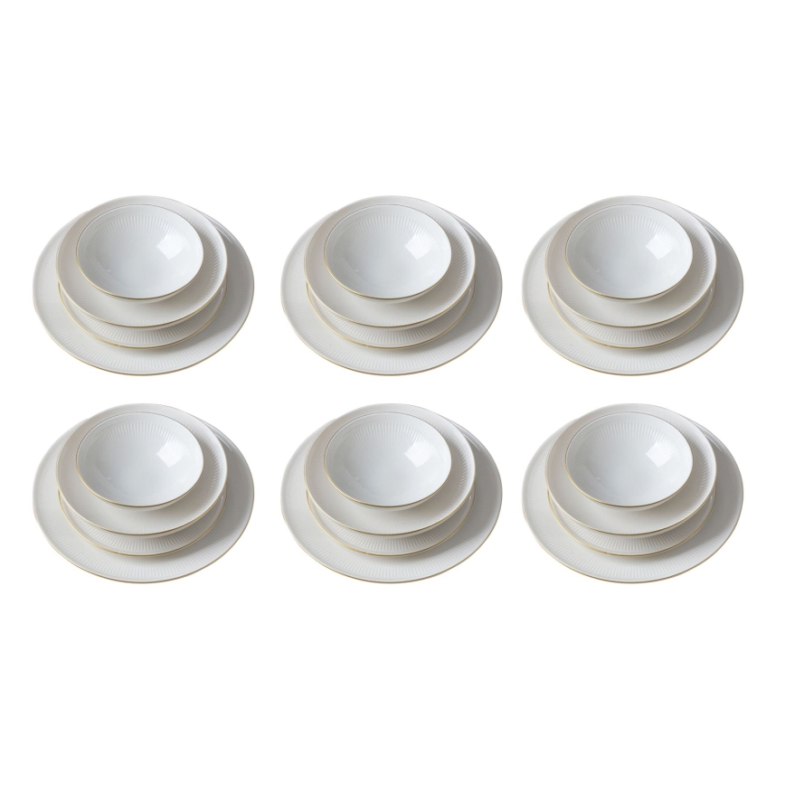 Jedilni set 24 kosov bel/zlat/porcelan