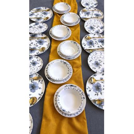 Jedilni set 24 kosov bela/modra/keramika