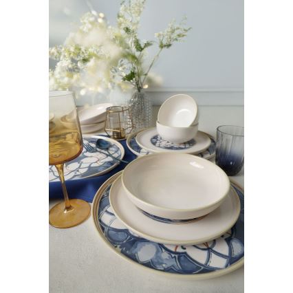 Jedilni set 24 kosov bela/modra/keramika