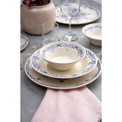 Jedilni set 24 kosov bela/modra/keramika