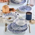Jedilni set 24 kosov bela/modra/porcelan