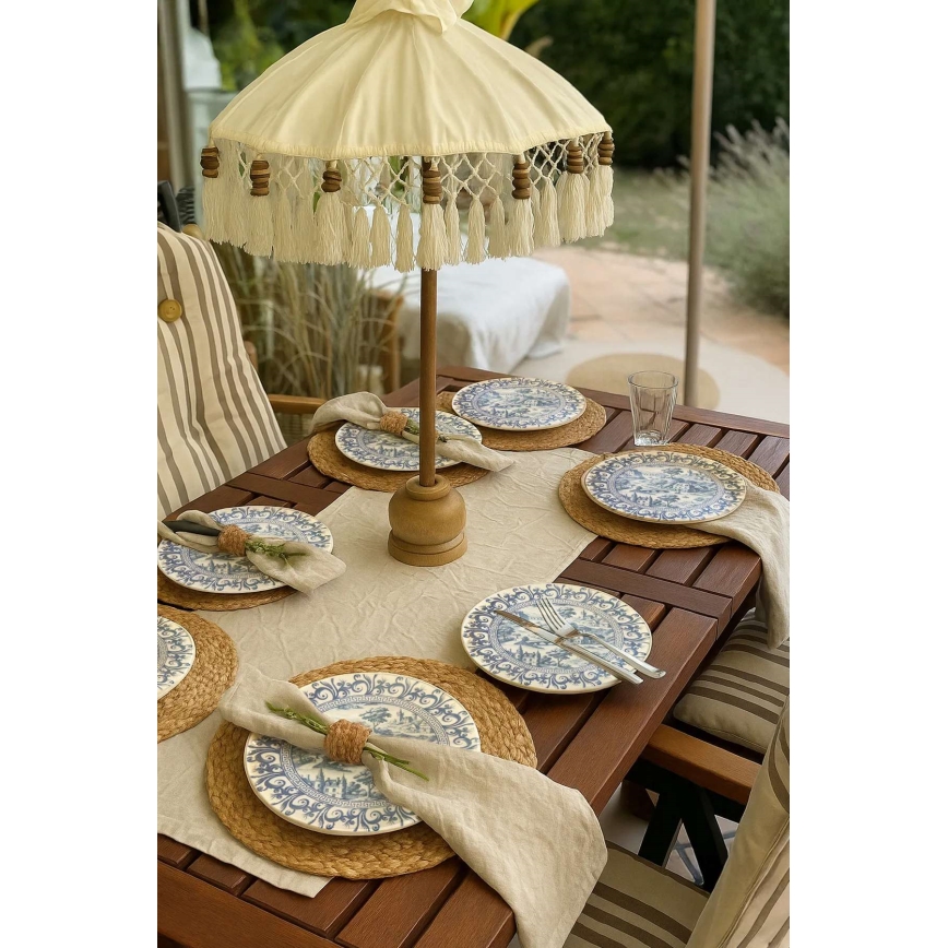 Jedilni set 24 kosov bela/modra/porcelan