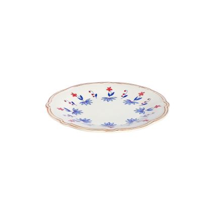 Jedilni set 24 kosov bela/modra/rdeča/porcelan