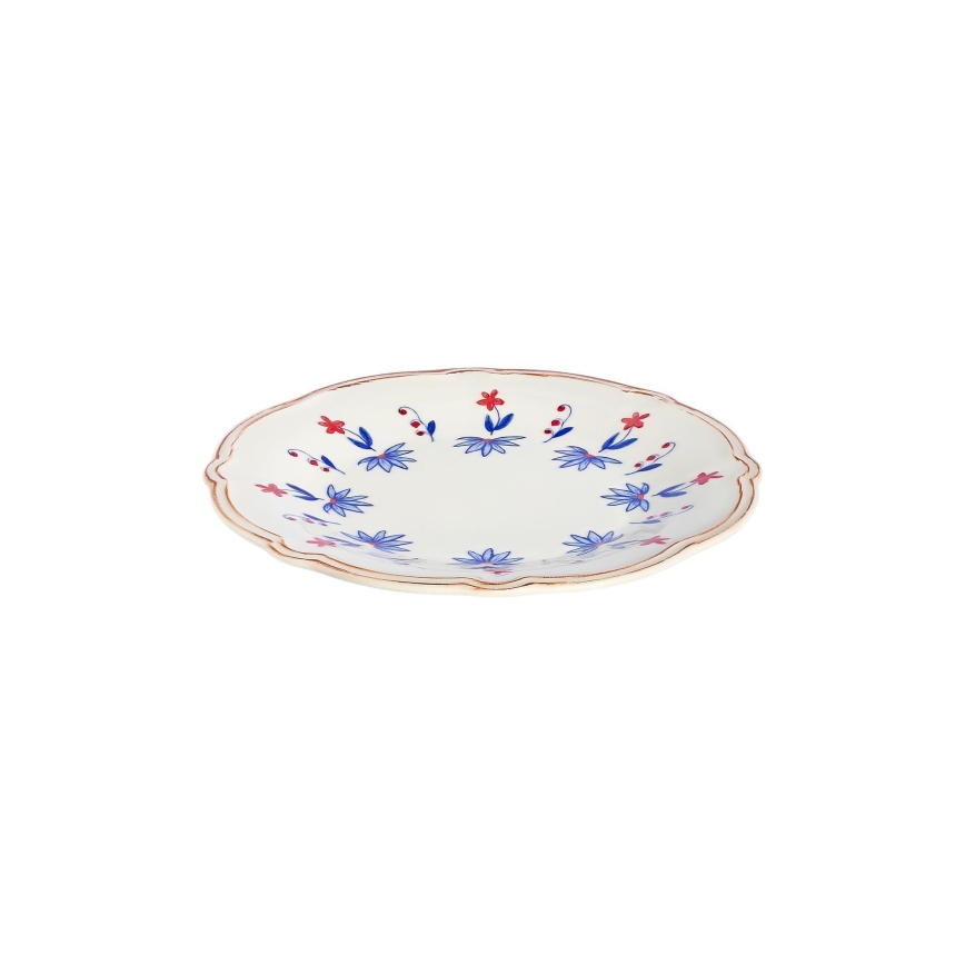 Jedilni set 24 kosov bela/modra/rdeča/porcelan