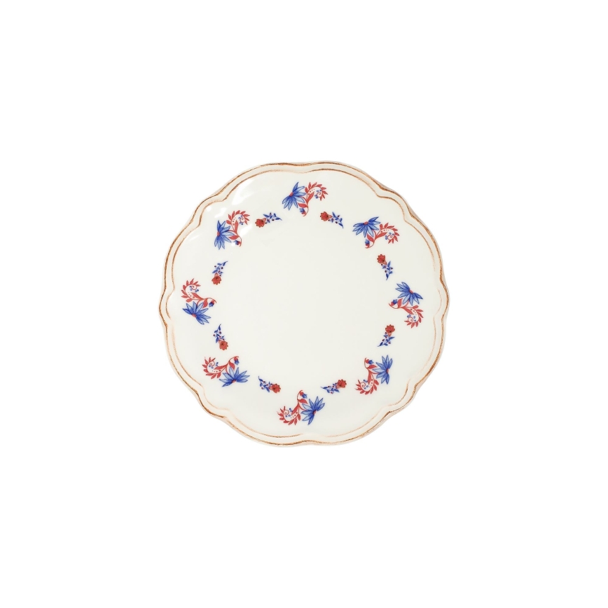 Jedilni set 24 kosov bela/modra/rdeča/porcelan