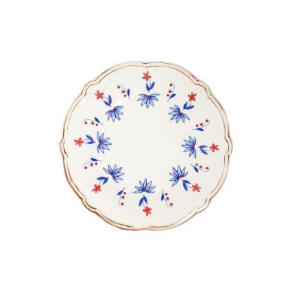 Jedilni set 24 kosov bela/modra/rdeča/porcelan