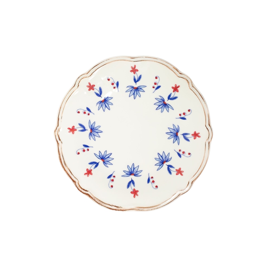Jedilni set 24 kosov bela/modra/rdeča/porcelan