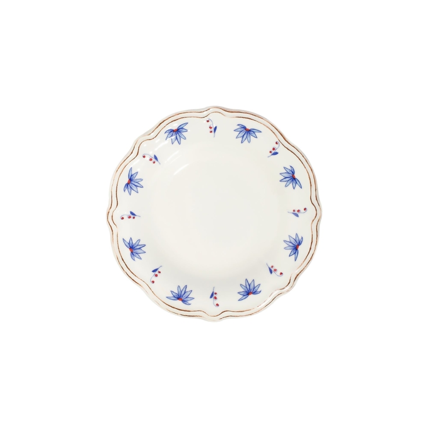 Jedilni set 24 kosov bela/modra/rdeča/porcelan