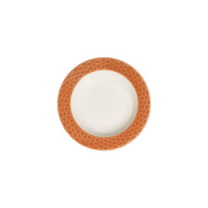 Jedilni set 24 kosov bela/oranžna/porcelan