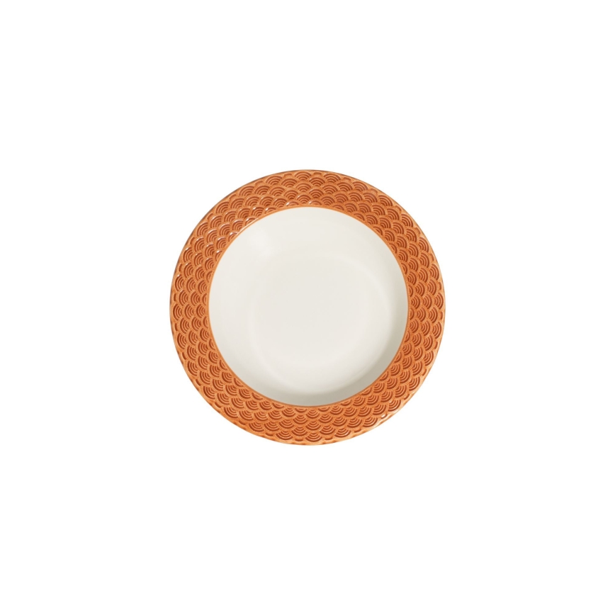 Jedilni set 24 kosov bela/oranžna/porcelan