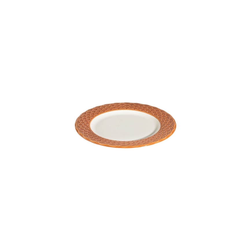Jedilni set 24 kosov bela/oranžna/porcelan