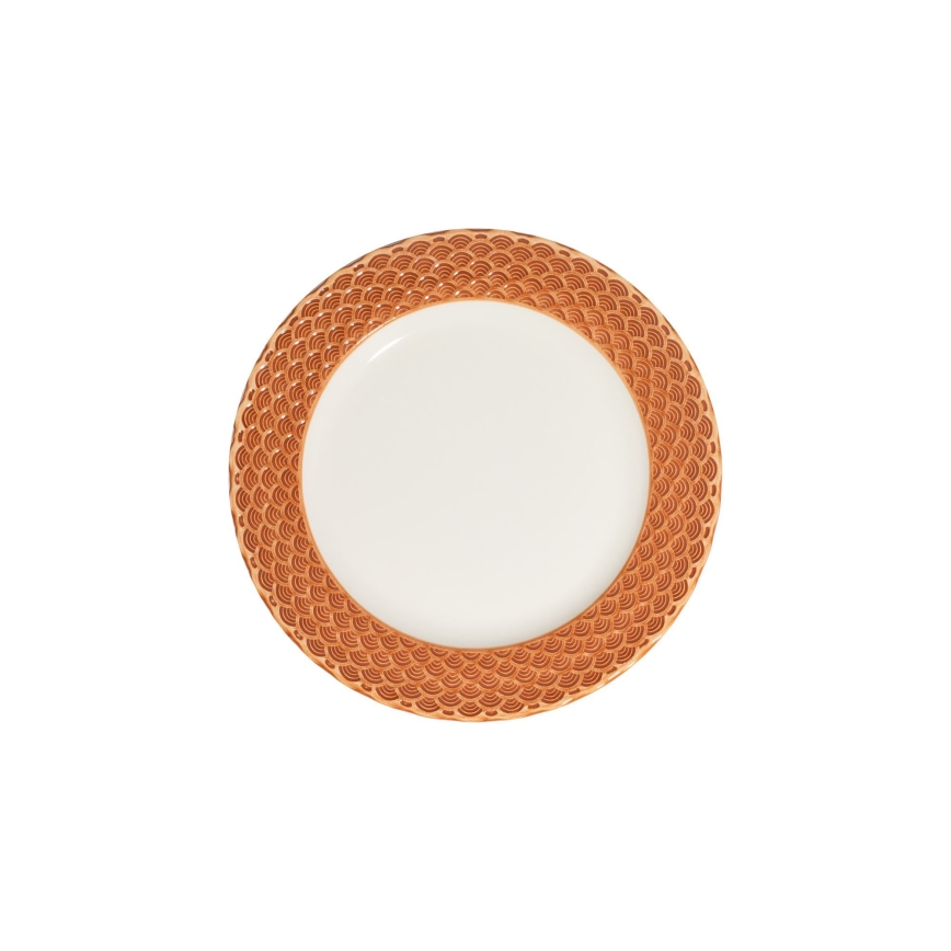 Jedilni set 24 kosov bela/oranžna/porcelan